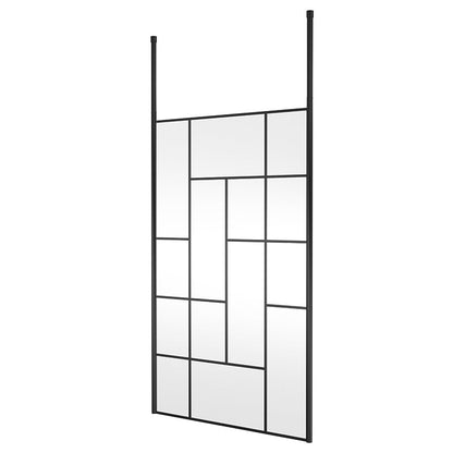 Nuie Abstract Frame Wetroom Screen with Ceiling Posts (Matt Black, 4 sizes) - Brandnew Bathroom