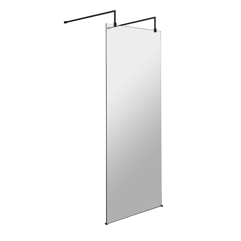 Nuie Wetroom Screen with Arms and Feet (Matt Black, 3 sizes) - Brandnew Bathroom