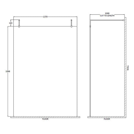 Nuie Wetroom Screen with Arms and Feet (Matt Black, 4 sizes) - Brandnew Bathroom
