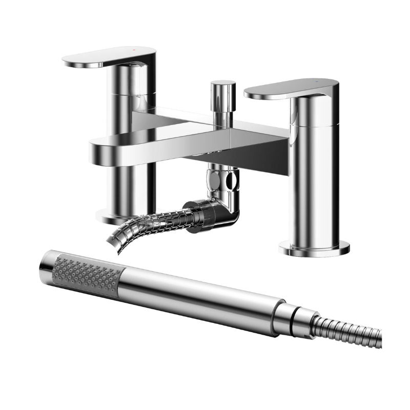 Nuie Binsey Deck Mounted Bath Shower Mixer With Kit (Chrome) - Brand New Bathrooms