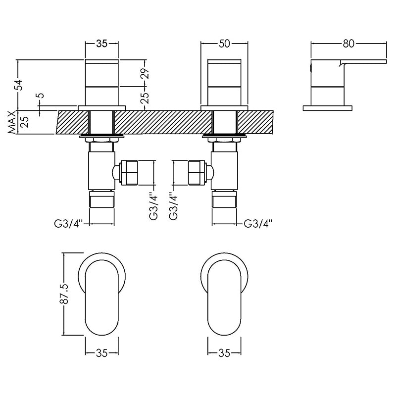 Nuie Binsey 3/4" Side Valves (Chrome) - Brandnew Bathroom