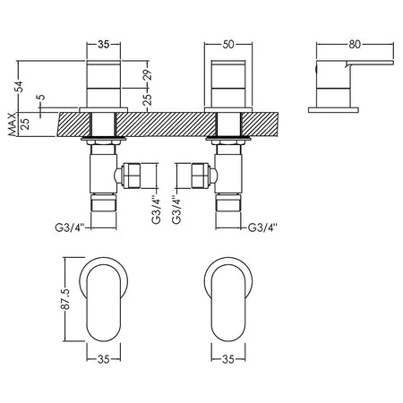Nuie Binsey 3/4" Side Valves (Chrome) - Brandnew Bathroom