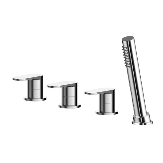 Nuie Binsey Deck Mounted 4 Tap Hole Bath Shower Mixer No Spout (Chrome) - Brand New Bathrooms