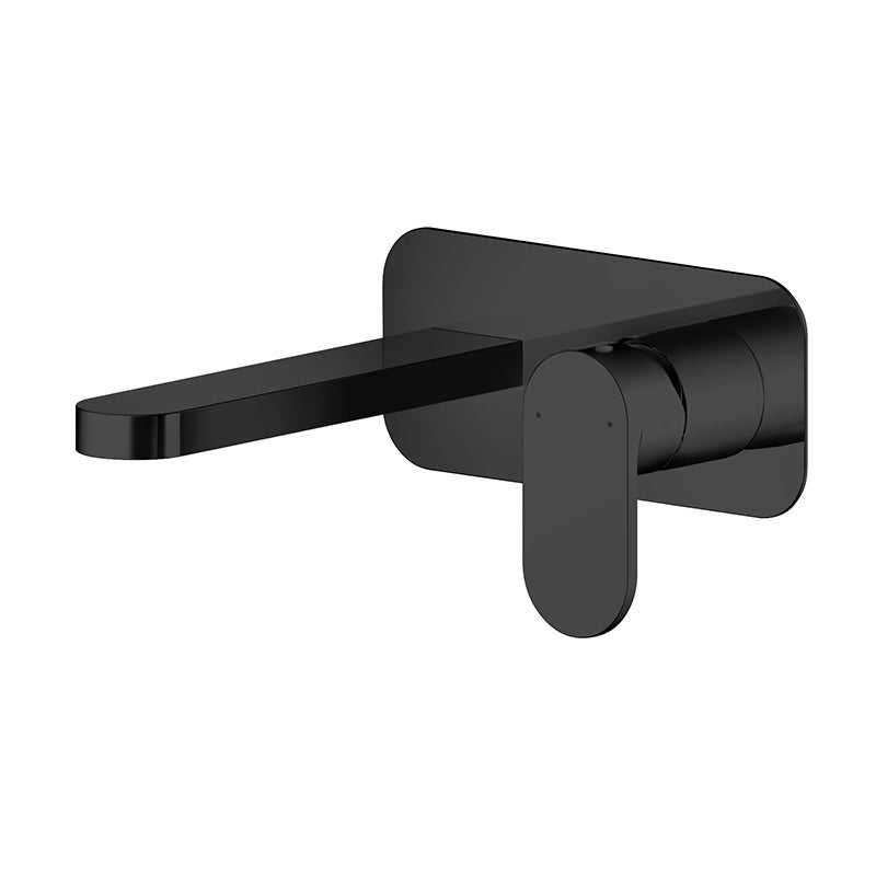 Nuie Binsey Wall Mounted 2 Tap Hole Basin Mixer With Plate (Matt Black, 2 sizes) - Brandnew Bathroom