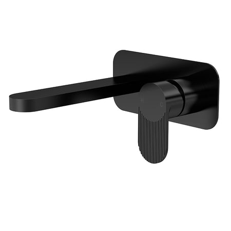 Nuie Binsey Wall Mounted 2 Tap Hole Basin Mixer With Plate (Matt Black, 2 sizes) - Brandnew Bathroom