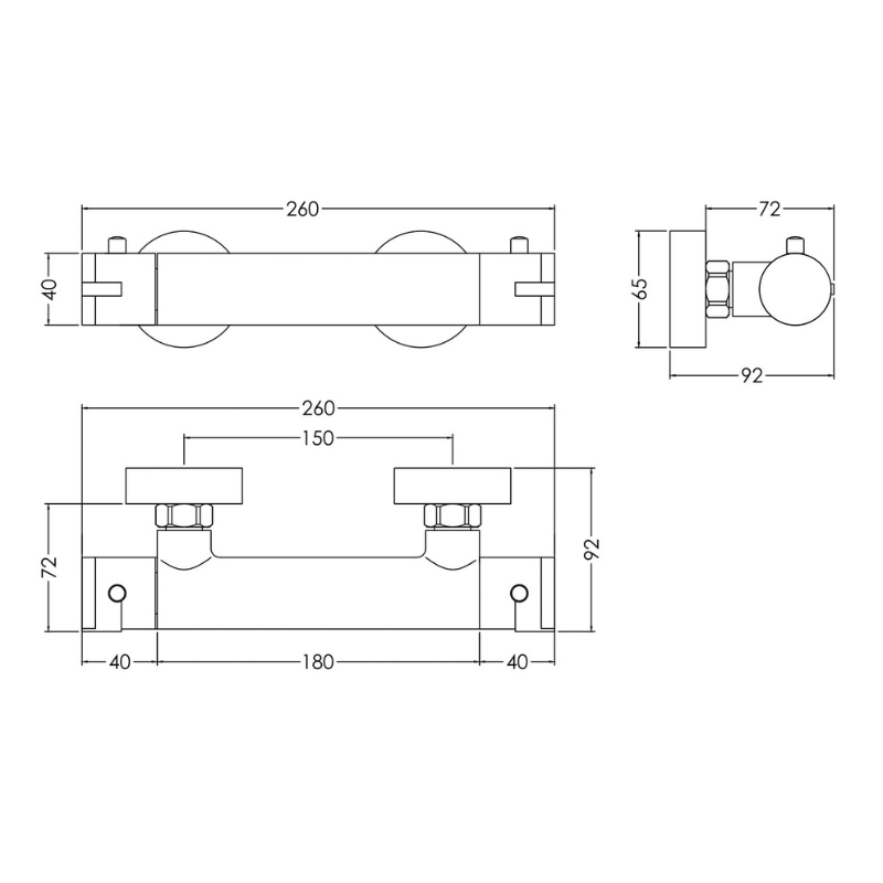 Nuie Binsey Thermostatic Bar Shower Valve (1 size, Chrome) - Brand New Bathrooms