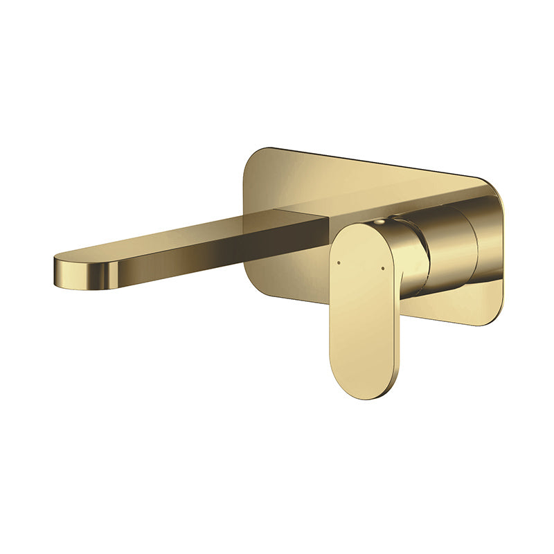 Nuie Binsey Wall Mounted 2 Tap Hole Basin Mixer With Plate (Brushed Brass, 2 sizes) - Brand New Bathrooms