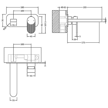 Nuie Binsey Wall Mounted 2 Tap Hole Basin Mixer With Plate (Brushed Brass, 2 sizes) - Brand New Bathrooms