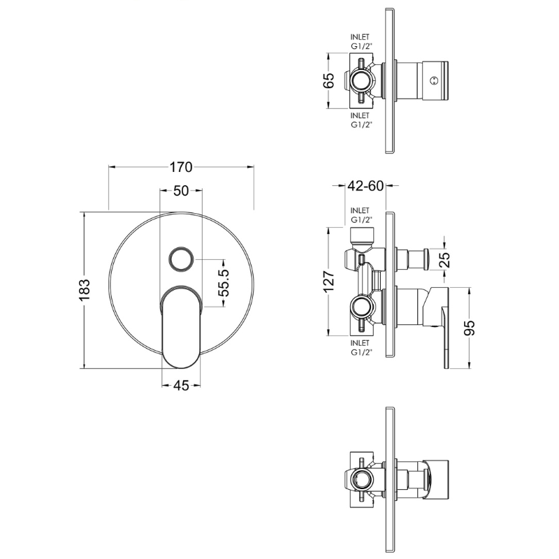 Nuie Binsey Manual Shower Valve With Diverter (1 size, Chrome) - Brand New Bathrooms