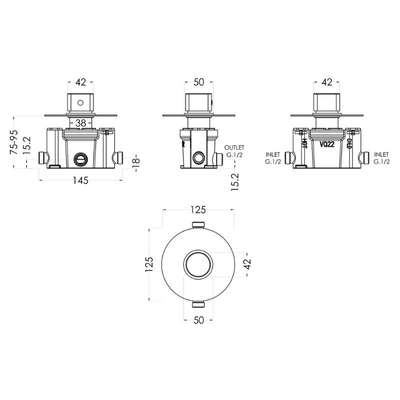 Nuie Binsey Thermostatic Temperature Control Shower Valve (1 size, Chrome) - Brand New Bathrooms