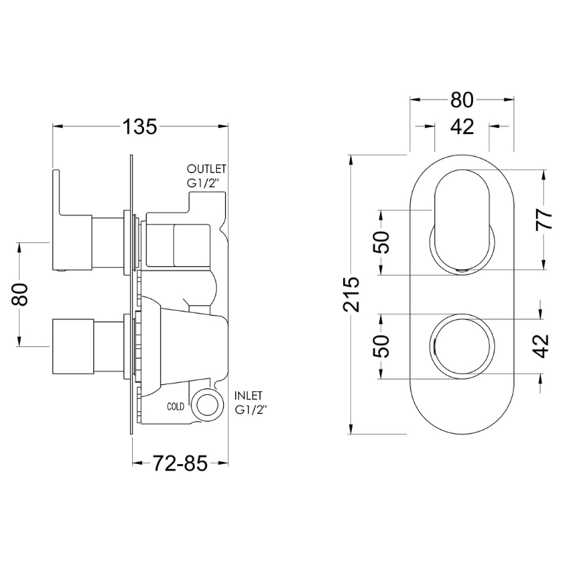 Nuie Binsey Twin Thermostatic Shower Valve (1 size, Chrome) - Brand New Bathrooms