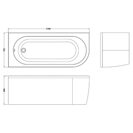 Brand New Bathrooms - Nuie Back to Wall Corner Bath(2 style, White)