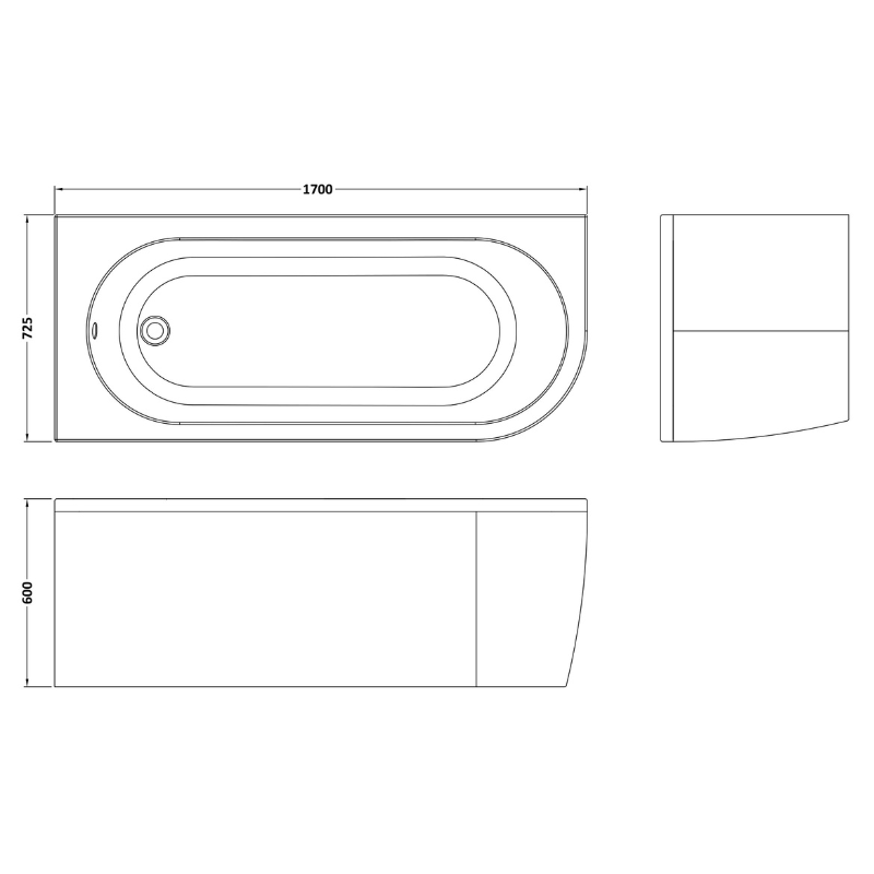Brand New Bathrooms - Nuie Back to Wall Corner Bath(2 style, White)