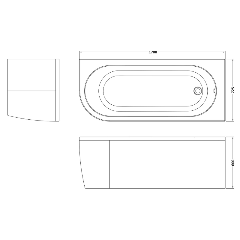 Brand New Bathrooms - Nuie Back to Wall Corner Bath(2 style, White)