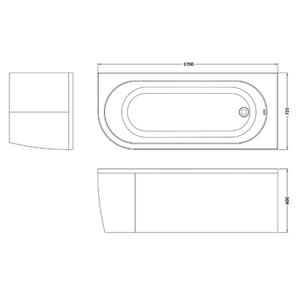 Brand New Bathrooms - Nuie Back to Wall Corner Bath(2 style, White)