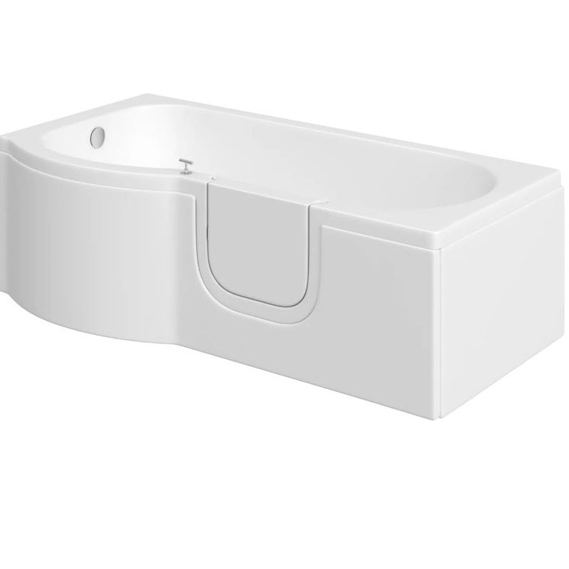 Mantaleda Calypso Walk-in P-Shaped Bathtub and Bath Screen (1 size, 2 styles, White) - Brand New Bathrooms
