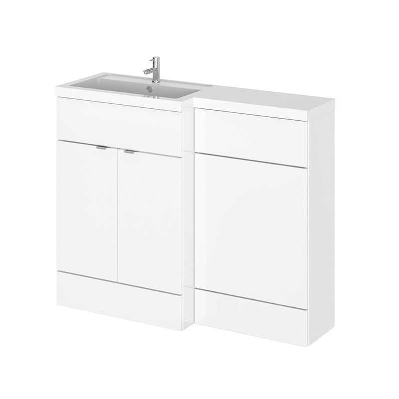 Hudson Reed Fusion Floor Standing 1100mm Double Door Vanity Unit, Basin & WC Unit - Left Hand Combination (1 size, 5 colours) - Brand New Bathrooms