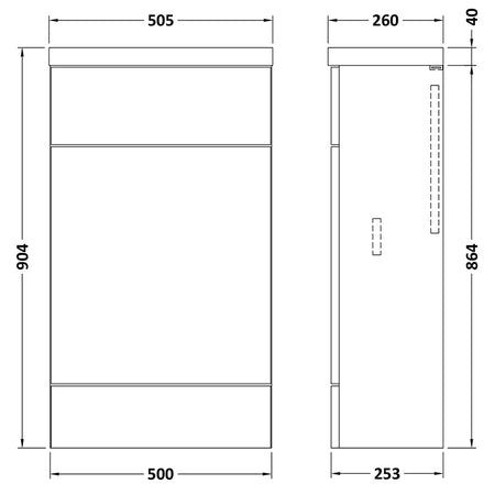Hudson Reed Fusion Floor Standing Compact 500mm WC Unit & Gloss White Top (1 size, 5 colours) - Brand New Bathrooms