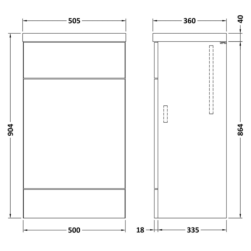 Hudson Reed Fusion Floor Standing 500mm WC Unit & White Polymarble Top (1 size, 5 colours) - Brand New Bathrooms