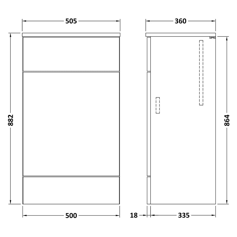 Hudson Reed Fusion Floor Standing 500mm WC Unit with Coordinating Top (1 size, 5 colours) - Brand New Bathrooms