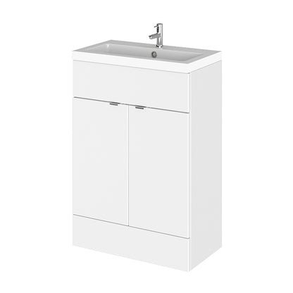 Hudson Reed Fusion Floor Standing 600mm Double Door Vanity Unit & Polymarble Basin (1 size, 5 colours) - Brand New Bathrooms