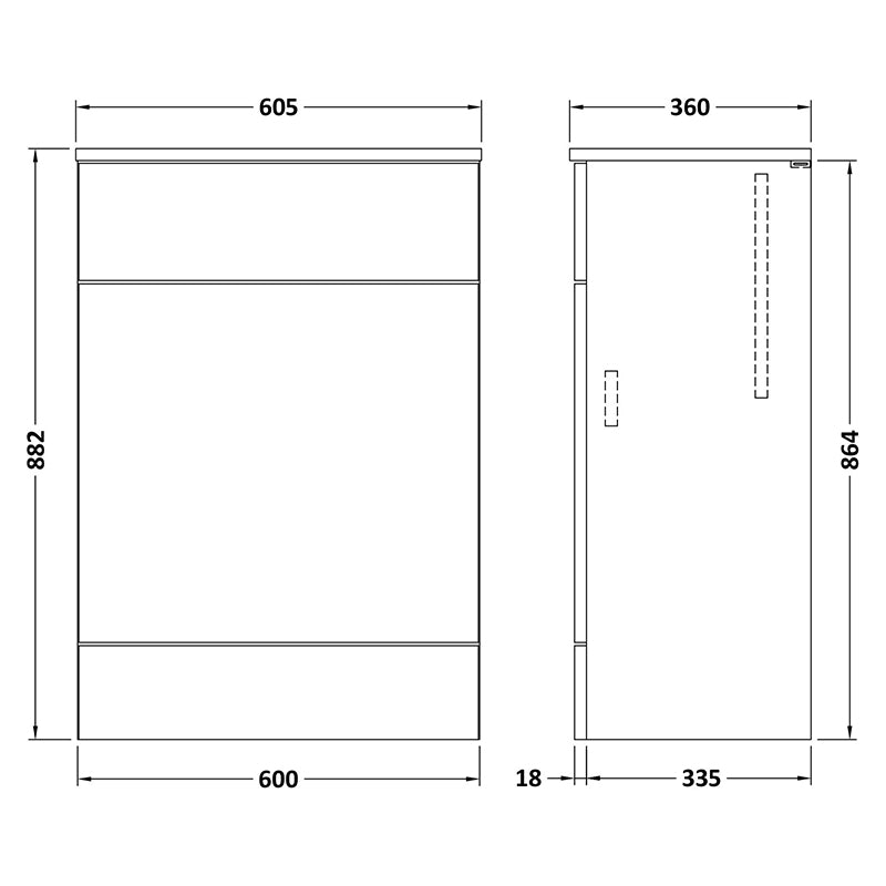 Hudson Reed Fusion Floor Standing 600mm WC Unit with Coordinating Top (1 size, 5 colours) - Brand New Bathrooms