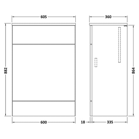 Hudson Reed Fusion Floor Standing 600mm WC Unit with Coordinating Top (1 size, 5 colours) - Brand New Bathrooms