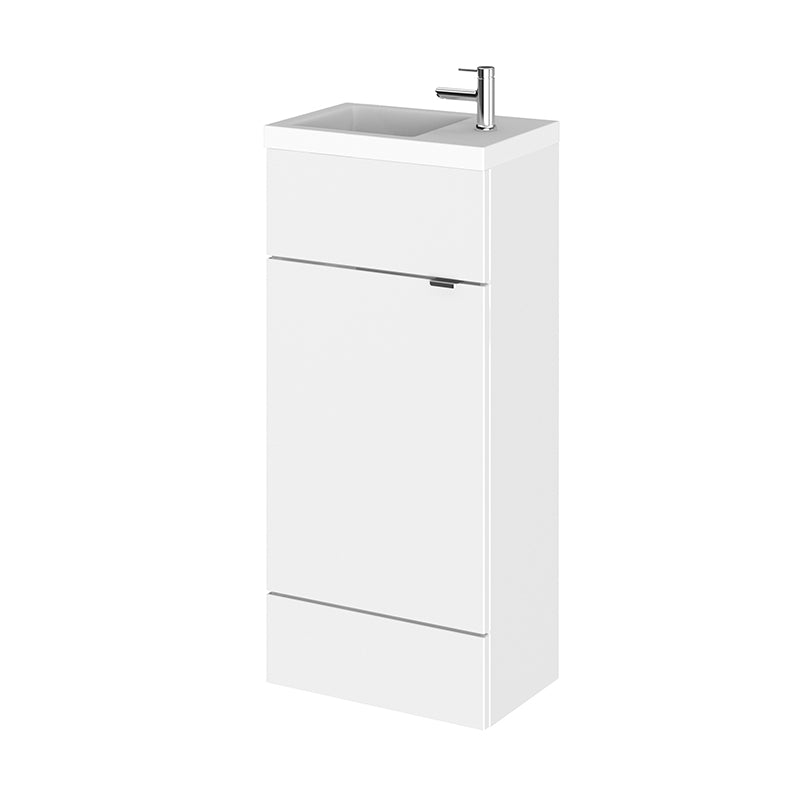 Hudson Reed Fusion Floor Standing Single Door 400mm Compact Vanity Unit & Polymarble Basin (1 size, 5 colours) - Brand New Bathrooms