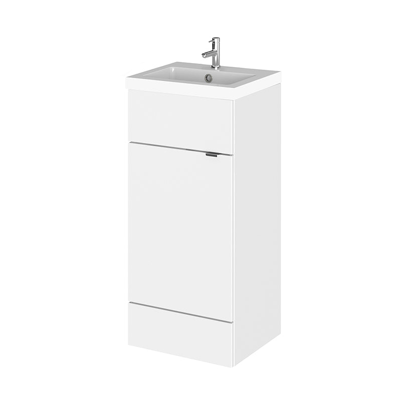 Hudson Reed Fusion Floor Standing Single Door 400mm Vanity Unit & Polymarble Basin (1 size, 5 colours) - Brand New Bathrooms