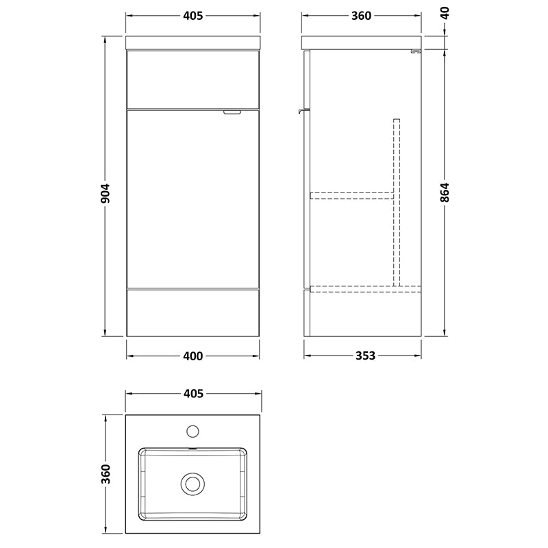 Hudson Reed Fusion Floor Standing Single Door 400mm Vanity Unit & Polymarble Basin (1 size, 5 colours) - Brand New Bathrooms