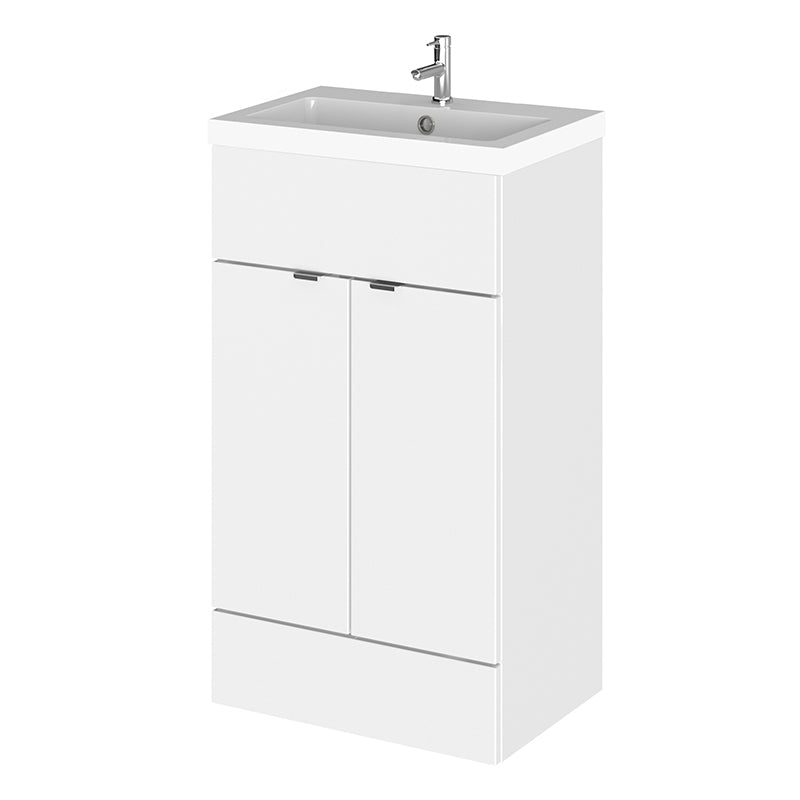 Hudson Reed Fusion Floor Standing Double Door 500mm Vanity Unit & Polymarble Basin (1 size, 5 colours) - Brand New Bathrooms