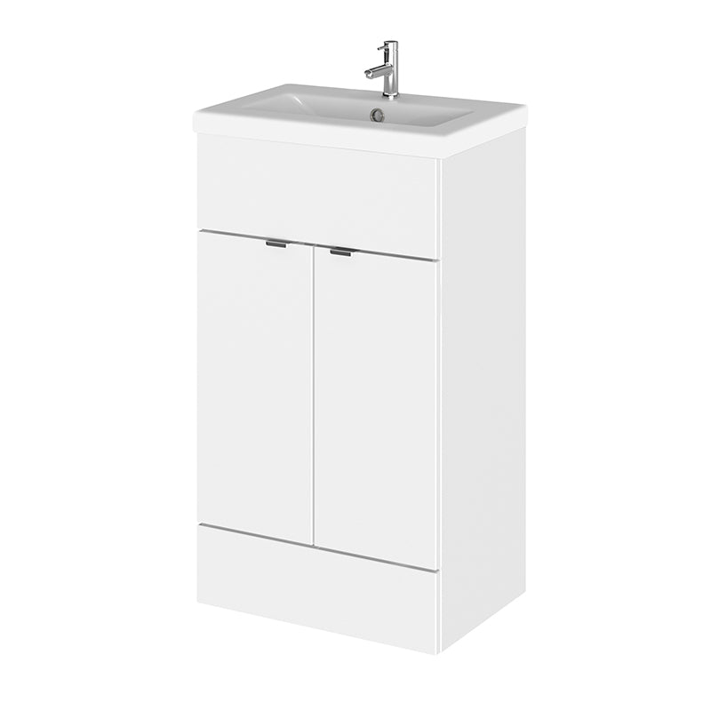 Hudson Reed Fusion Floor Standing Double Door 500mm Vanity Unit & Ceramic Basin (1 size, 5 colours) - Brand New Bathrooms