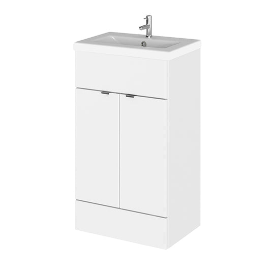 Hudson Reed Fusion Floor Standing Double Door 500mm Vanity Unit & Ceramic Basin (1 size, 5 colours) - Brand New Bathrooms