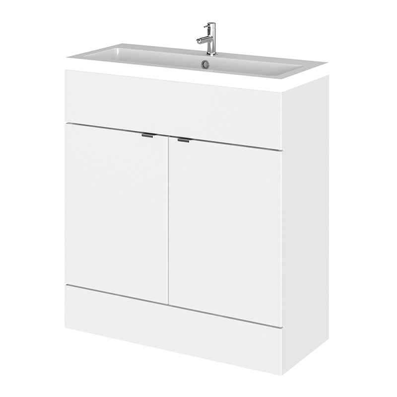 Hudson Reed Fusion Floor Standing Double Door 800mm Vanity Unit & Polymarble Basin (1 size, 5 colours) - Brand New Bathrooms