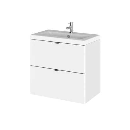 Hudson Reed Fusion Wall Hung Double Drawer 600mm Vanity Unit & Ceramic Basin (1 size, 5 colours) - Brand New Bathrooms