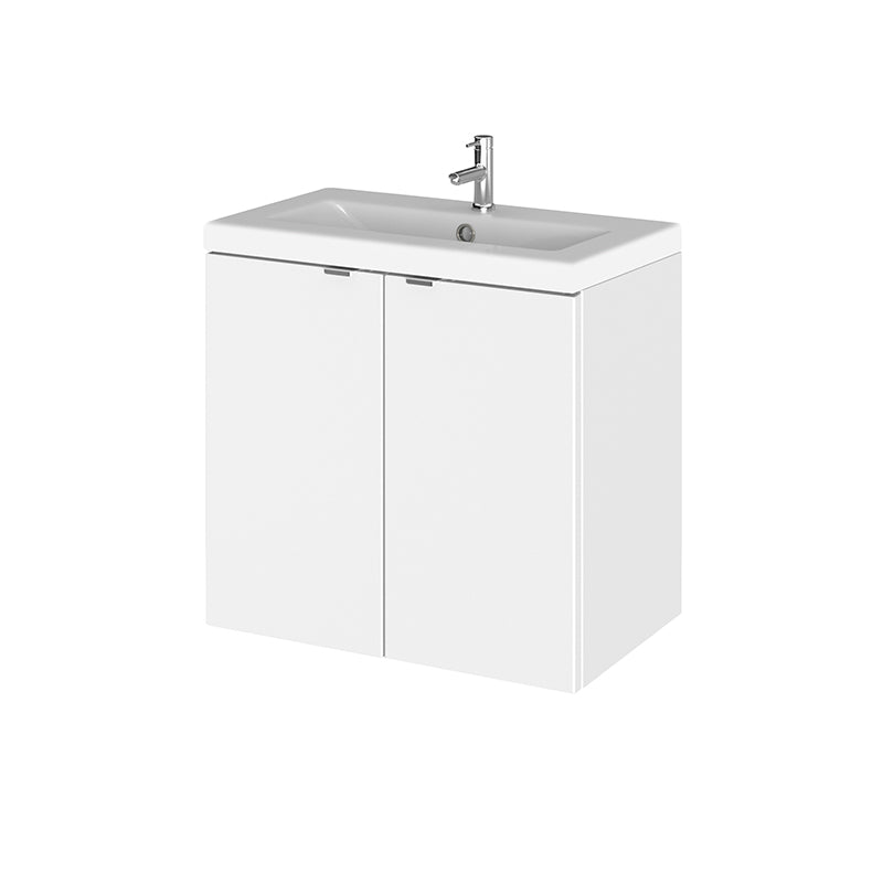Hudson Reed Fusion Wall Hung Double Door 600mm Vanity Unit & Ceramic Basin (1 size, 4 colours) - Brand New Bathrooms