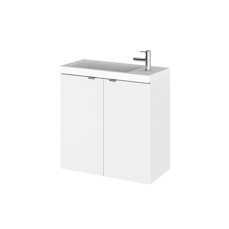 Hudson Reed Fusion Wall Hung Double Door 500mm Compact Vanity Unit & Polymarble Basin (1 size, 4 colours) - Brand New Bathrooms
