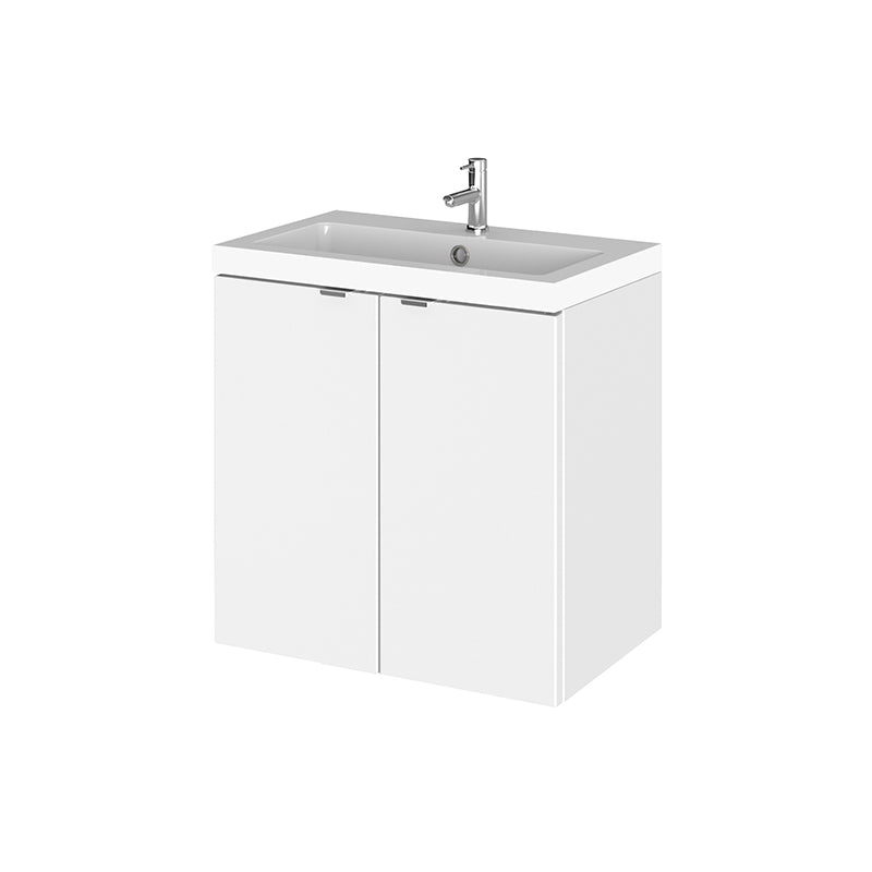 Hudson Reed Fusion Wall Hung Double Door 500mm Vanity Unit & Polymarble Basin (1 size, 4 colours) - Brand New Bathrooms