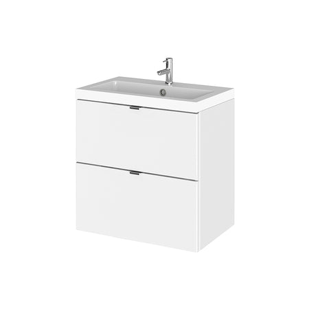 Hudson Reed Fusion Wall Hung Double Drawer 500mm Vanity Unit & Polymarble Basin (1 size, 4 colours) - Brand New Bathrooms