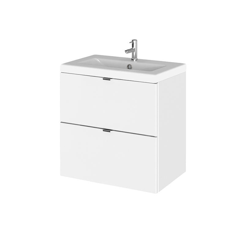 Hudson Reed Fusion Wall Hung Double Drawer 500mm Vanity Unit & Ceramic Basin (1 size, 4 colours) - Brand New Bathrooms