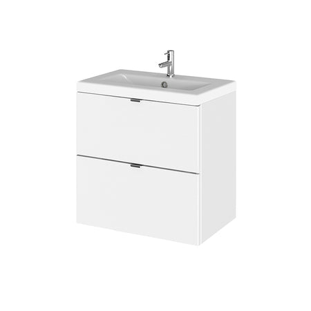 Hudson Reed Fusion Wall Hung Double Drawer 500mm Vanity Unit & Ceramic Basin (1 size, 4 colours) - Brand New Bathrooms