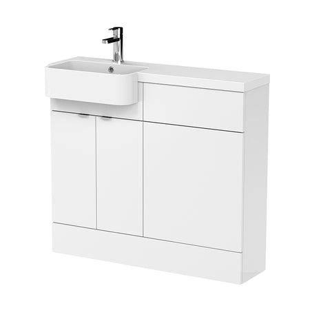 Hudson Reed Fusion Floor Standing Double Door 1000mm Vanity Unit & WC Unit with Left Hand Semi Recessed Basin Combination (1 size, 4 colours) - Brand New Bathrooms