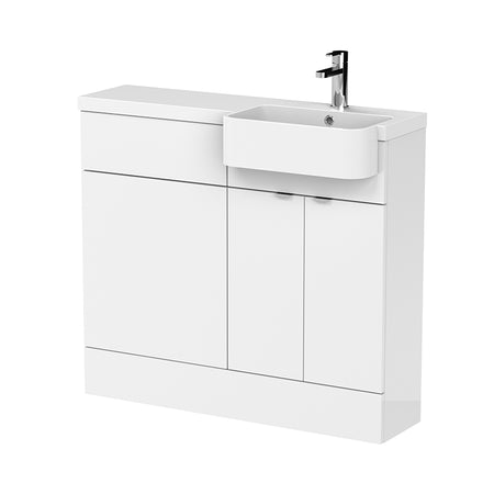 Hudson Reed Fusion Floor Standing Double Door 1000mm Vanity Unit & WC Unit with Right Hand Semi Recessed Basin Combination (1 size, 4 colours) - Brand New Bathrooms