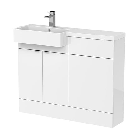 Hudson Reed Fusion Floor Standing Double Door 1100mm Vanity Unit & WC Unit with Left Hand Semi Recessed Basin Combination (1 size, 4 colours) - Brand New Bathrooms