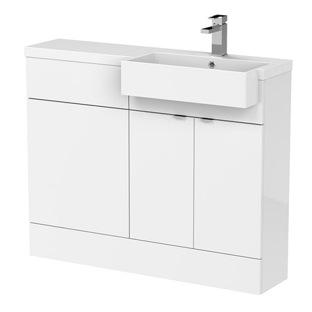 Hudson Reed Fusion Floor Standing Double Door 1100mm Vanity Unit & WC Unit with Right Hand Semi Recessed Basin Combination (1 size, 4 colours) - Brand New Bathrooms