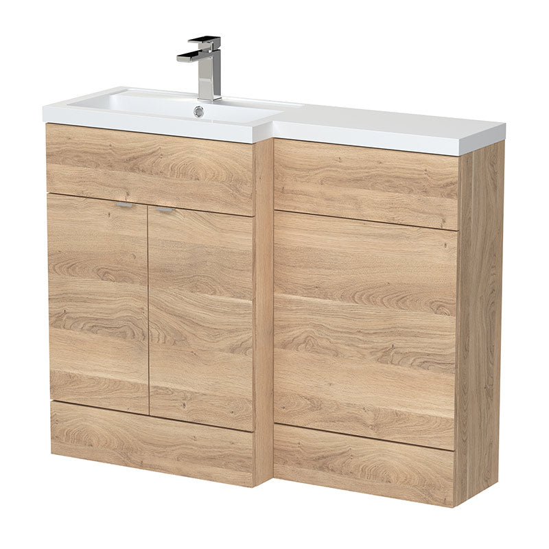 Hudson Reed Fusion Floor Standing 1100mm Double Door Vanity Unit, Basin & WC Unit - Left Hand Combination (1 size, 5 colours) - Brand New Bathrooms
