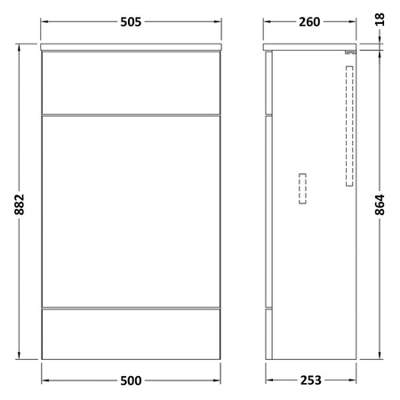 Hudson Reed Fusion Floor Standing Compact 500mm WC Unit with Coordinating Top (1 size, 5 colours) - Brand New Bathrooms