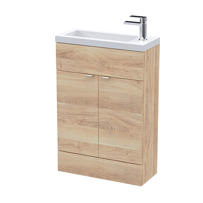 Hudson Reed Fusion Floor Standing 600mm Double Door Vanity Unit & Compact Polymarble Basin (1 size, 5 colours) - Brand New Bathrooms