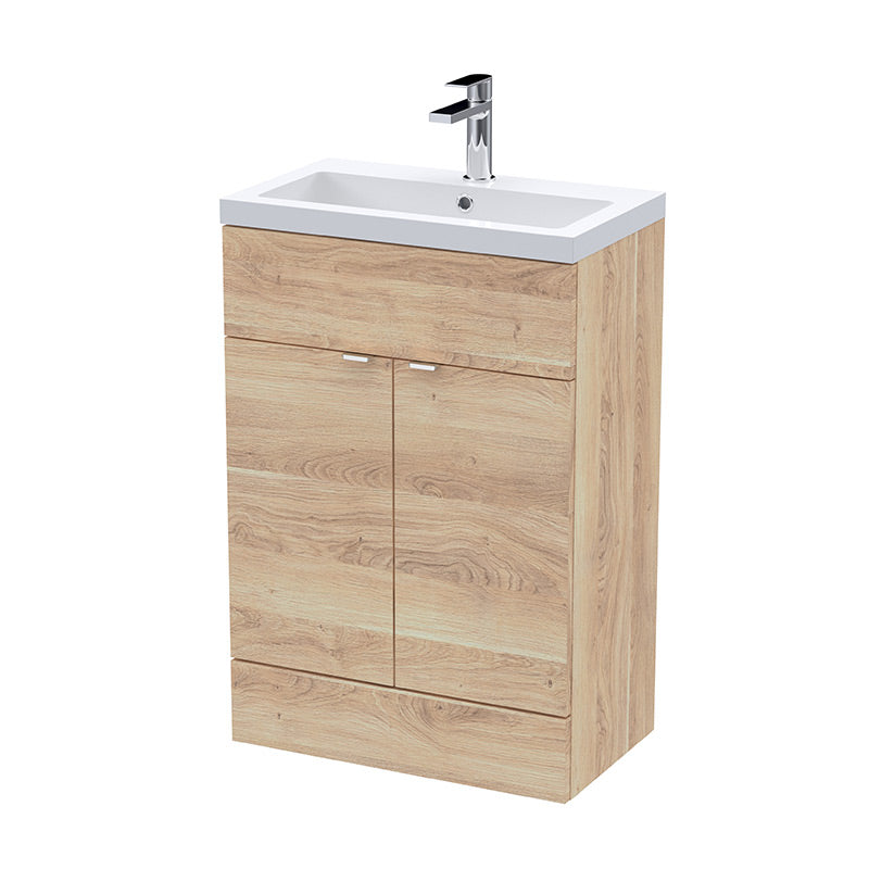 Hudson Reed Fusion Floor Standing 600mm Double Door Vanity Unit & Polymarble Basin (1 size, 5 colours) - Brand New Bathrooms