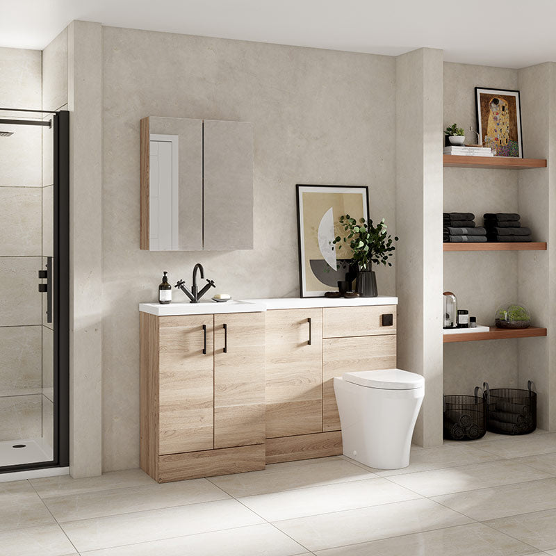 Hudson Reed Fusion Floor Standing Triple Door 1500mm Vanity Basin & WC Unit - Left Hand Combination (1 size, 5 colours) - Brand New Bathrooms